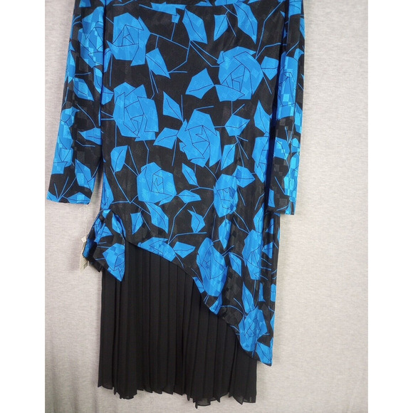 Vintage Dress 14 1/2 Blue Black Formal Lorac Original Division Lady Carol - Picture 8 of 14